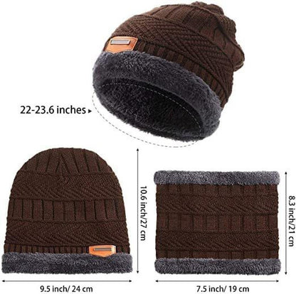 Fleece Winter Hat Soft Winter Beanie Caps For Men Warm Breathable Wool Knit Letter Double Layer Caps for Bike and Outdoor
