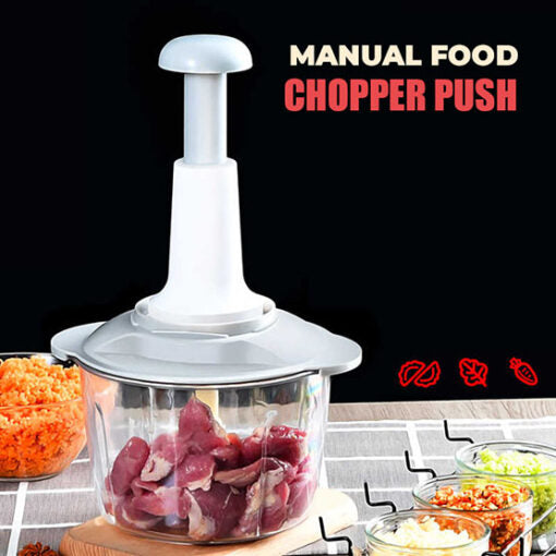 Manual Food Chopper Push For Vegetables & Meat 2L