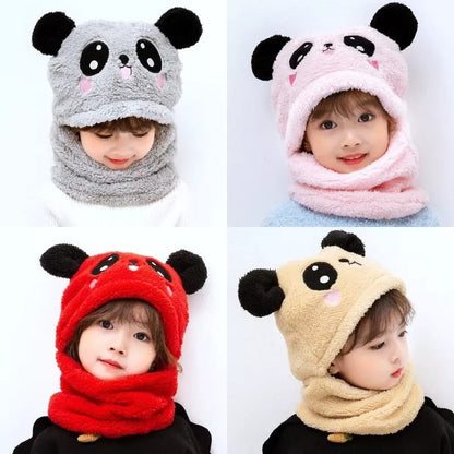 Winter Kids Hats Cute Cartoon Bear Ear Plush Caps Baby Hat