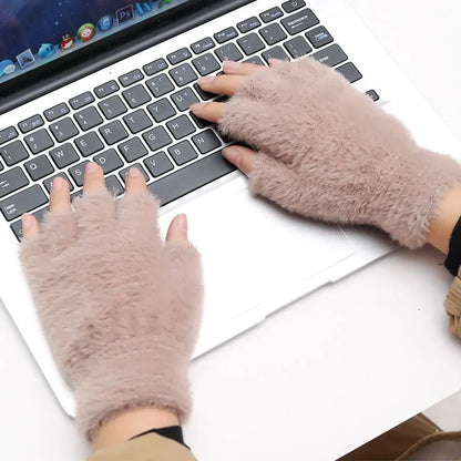 Fingerless Gloves for Girls with a Soft Half-Finger Design