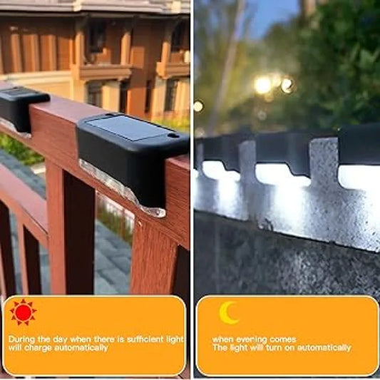 4 pcs Outdoor Waterproof Solar Powered Deck Lights: Tiny LED Step Lights with Automatic Function for Deck, Stairs, Patio Fence, and Garden