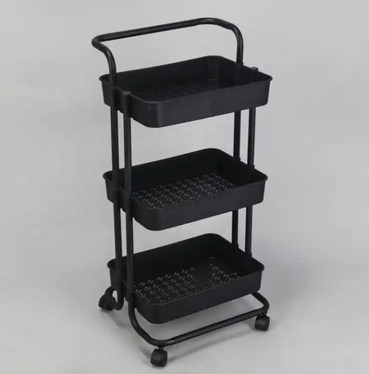 Rolling Cart with 3 Tiers: Versatile Utility Storage Trolley on Wheels