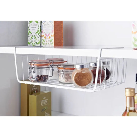 Hanging Storage Baskets: Space-Saving Under Shelf Solution for Kitchen Pantry, Desk, or Bookshelf"
