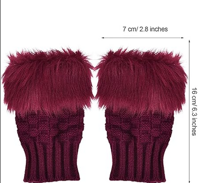 Double Sided Useable Winter Fingerless Mittens with a Touch of Style for Girls and Women