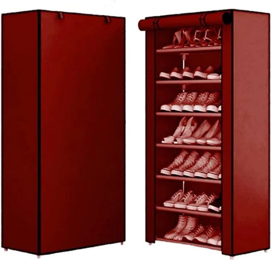 Closet Shoe Rack Organizer with Dustproof Cover - 7 layer