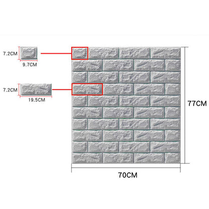 3D Brick Wall Stickers (White)