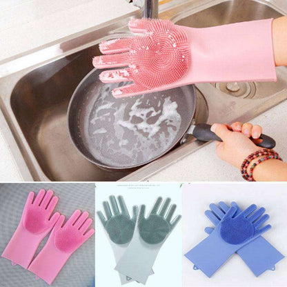 DISH WASHING GLOVES WITH SCRUBBER