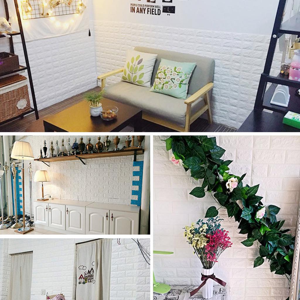 3D Brick Wall Stickers (White)