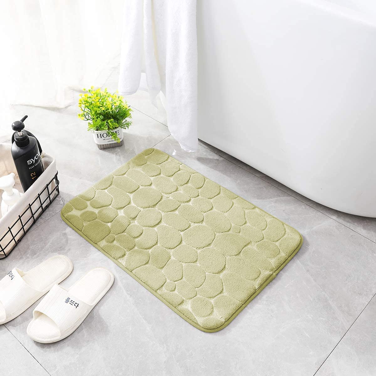 Water Absorption Non-slip Pebble Washable Toilet Bath Mat Memory Foam Shower Mat Floor Rug