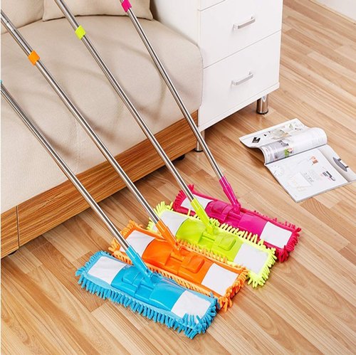 Multicolor Floor Cleaning Mop With Steel Rod Long Handle