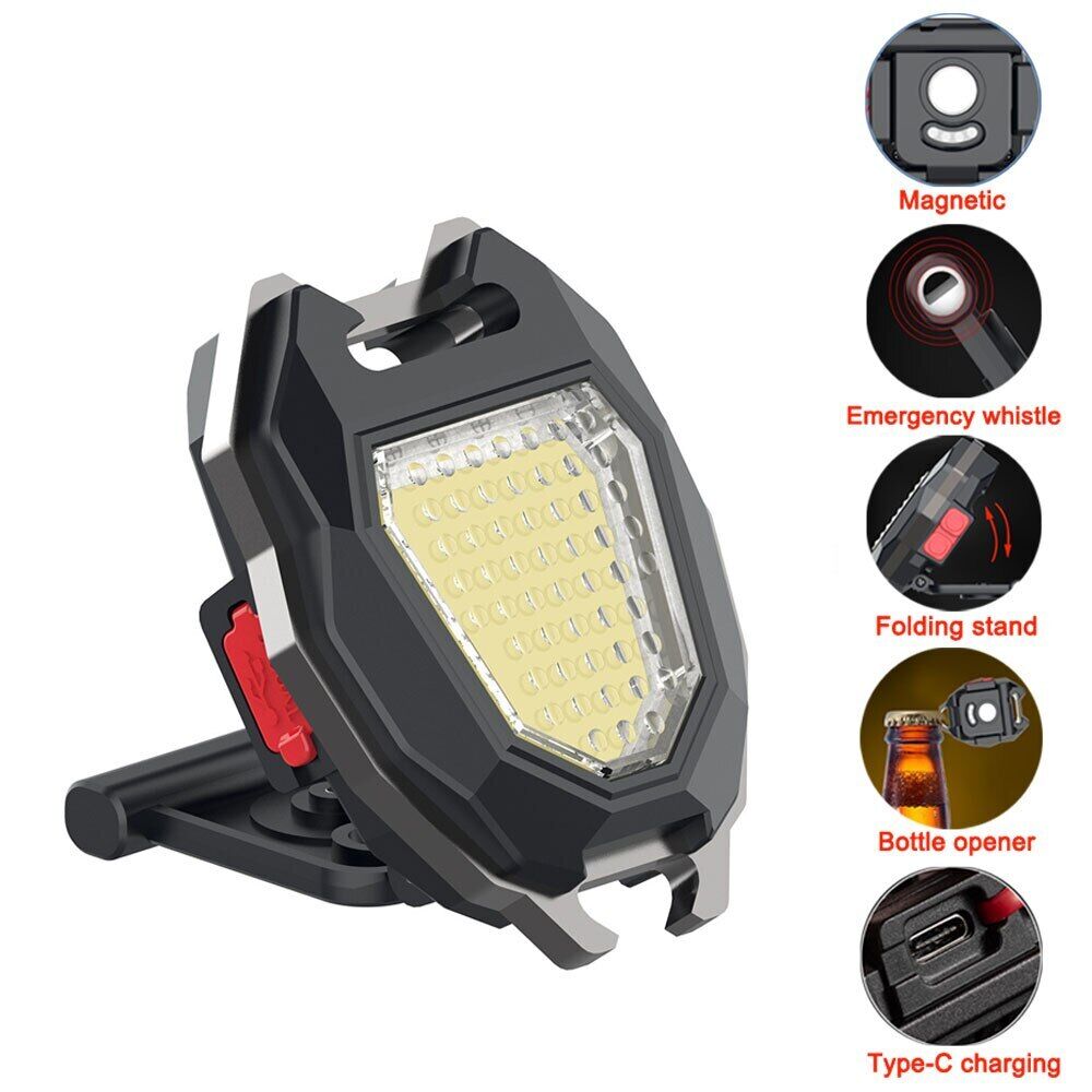 Mini LED Working Light Portable Flashlight Whistle COB Lamp W/ Cigarette Lighter