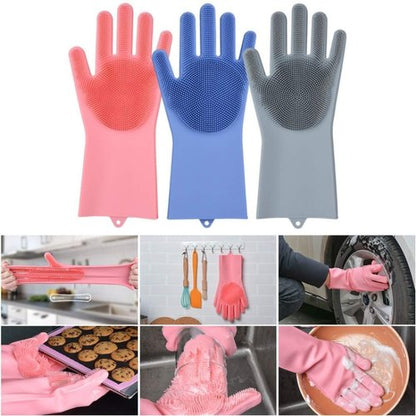 DISH WASHING GLOVES WITH SCRUBBER